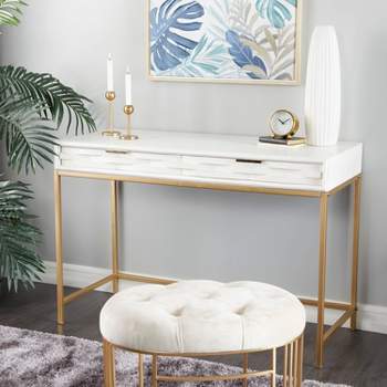 Contemporary 2 Drawer Metal Console Table White - Olivia & May