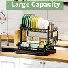 LunaLulinlk Dish Rack for Kitchen Counter, 2 Tier Dish Rack and Dish Drainer for Kitchen Organizer, Large Capacity, Black - 4 of 4