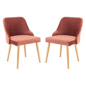 Set of 2 Lulu Upholstered Dining Chair Dusty Rose/Gold - Safavieh, Dusty Pink