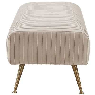 Salome 60'' Gray Velvet Transitional Bench with Brass Finish Legs