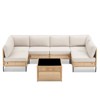 Buenhomino Boho Wicker Outdoor Sectional Seating Set, Yellow Patio Conversation Sofa Set with Cushions - 3 of 4