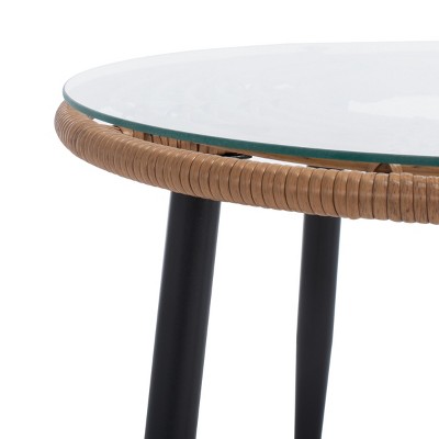 Natural Rattan and Beige Cushion 3-Piece Patio Lounge Set