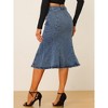 INSPIRE CHIC Women's High Waist Fishtail Ruffle Denim Jean Skirt - 4 of 4