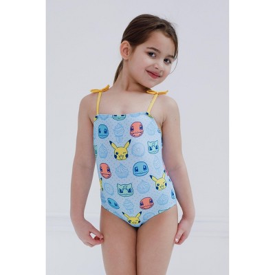 Pokemon Pikachu Charmander Bulbasaur Little Girls UPF 50+ One Piece Bathing Suit Blue 7-8 — фото 2