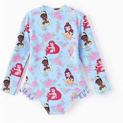Disney Princess Kids Summer Flower One Piece Rash Guards Disney Princess Blue 5-6 — фото 2
