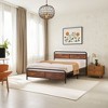 VECELO Full/Queen Size Bed Frame with Wooden Headboard, Metal Bed Platform No Box Spring Needed with Heavy Duty Steel Slat, Brown - 4 of 4