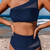 Women's Black/Blue One-Shoulder Bikini Top & High-rise Bottoms Set - Cupshe - 2 of 4