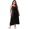 Agnes Orinda Women's Plus Size V Neck Sleeveless Cami Slip Satin Nightgowns - 3 of 4