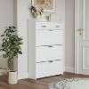 Okak Modern Freestanding Shoe Cabinet with 3 Flip Doors & 2 Drawers, Ample Storage Hidden Shoe Rack Cabinet for Entryway,Hallway, White - 2 of 4
