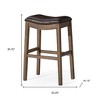 HomeRoots 31" Brown Faux Leather and Solid Wood Backless Bar Height Bar Chair - 3 of 4