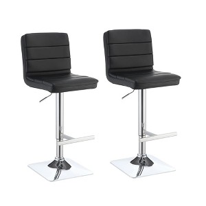 Adjustable Bar Stools with Padded Seat, Swivel Pedestal Base and Built-In Footrest, Modern Counter or Bar Seating, Set of 2 - 1 of 4