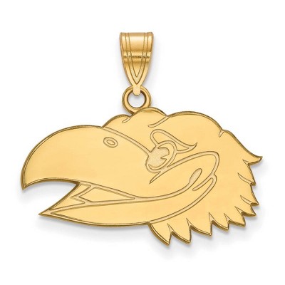 Black Bow Jewelry 14k Yellow Gold Kansas Jayhawks NCAA Medium Pendant