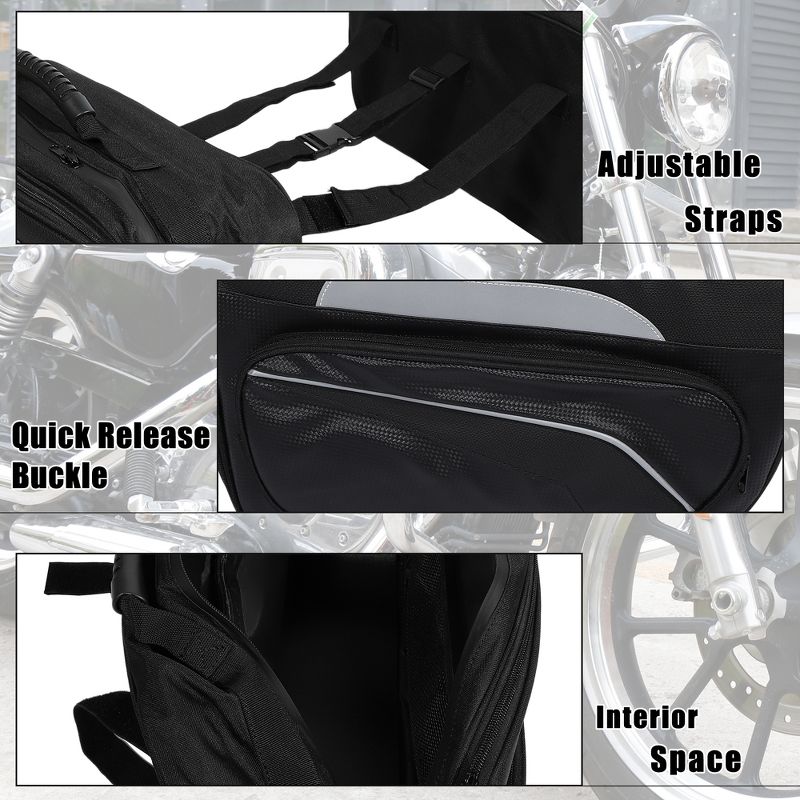 Unique Bargains Adjustable Buckles Faux Leather Motorcycle Saddlebag Black 1 Pair, 5 of 7