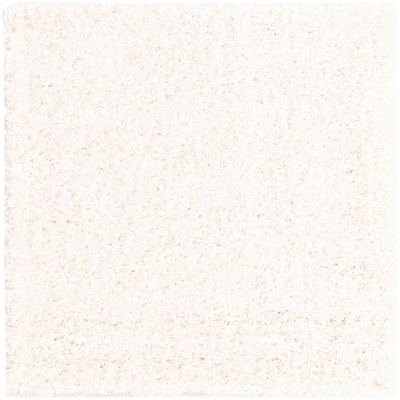 Snow White 3'3" Square Shag Rug for Easy Care and Kids' Spaces