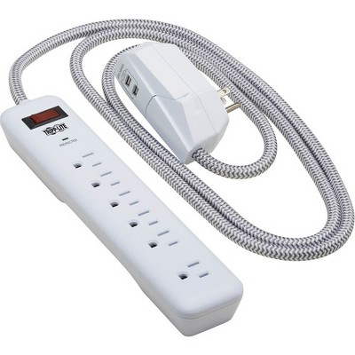 Tripp Lite Surge Protector Power Strip 7-Outlet 2 USB Ports 6ft Cord White - 7 x NEMA 5-15R, 2 x USB - 1800 VA - 900 J - 120 V AC Input