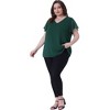 Agnes Orinda Women's Plus Size Swiss Dot V-Neck Tops with Flutter Sleeves - 3 of 4