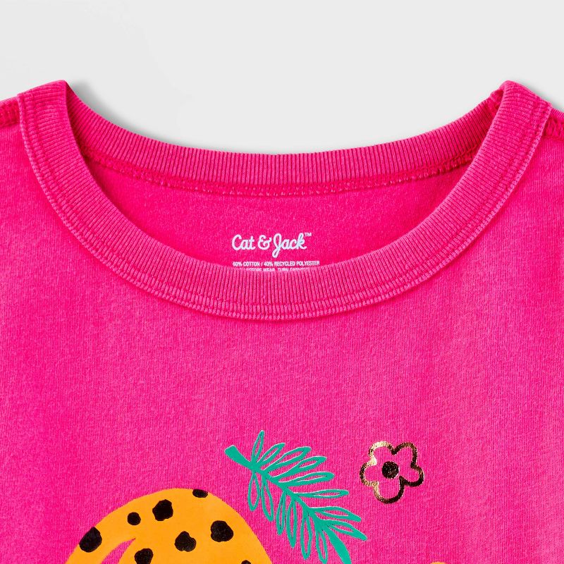 Toddler Adaptive Leopard Short Sleeve Graphic T-Shirt - Cat &#38; Jack&#8482; Bright Pink, 4 of 5