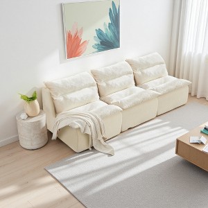 3-Seater Polyester Lounge Chair Sofa with Backrest, Removable Cushion - 1 of 4