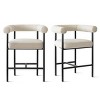 Modern Boucle Counter Height Stools with Cruved Backs and Arm Beige Bar Stools for Kitchen, Island, and Living Room—Tanpinhause - 3 of 4