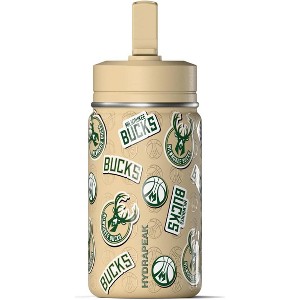 NBA Milwaukee Bucks 14oz Kids Stainless Steel Water Bottle With Straw Lid and Flexible Handle - 1 of 4