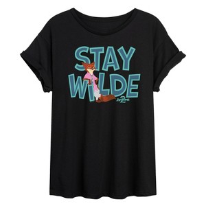 Women's - Zootopia 2 - Nick The Fox Stay Wilde -Womens Oversized Graphic T-Shirt Oversized Graphic T-Shirt - 1 of 4