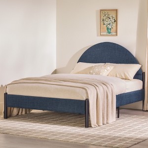 NicBex Queen Upholstered Platform Bed Frame with Curved Headboard,Metal Slats Support,Under Bed Storage,No Box Spring Needed,Easy Assembly - 1 of 4