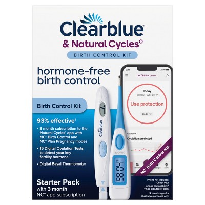 Clearblue & Natural Cycles Birth Control Starter Kit-15 Digital Ovulation Tests & 1 Dig Basal Therm