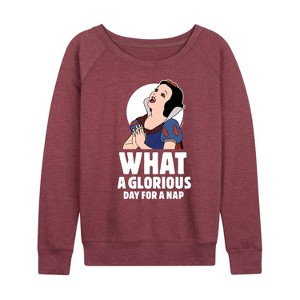Women's - Disney Princess - Snow White Nap Lightweight French Terry Wide Neck Long Sleeve Shirt - 1 of 4