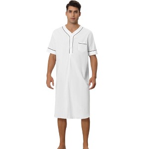 Lars Amadeus Men's Short Sleeves Henley Neck Comfy Sleeping Nightshirts - 1 of 4