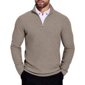 COOFANDY Men's Quarter Zip Sweaters Slim Fit Lightweight Knitted Mock Neck Pullover Casual Polo Sweaters - 1 of 4