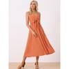 Allegra K Women's Summer Boho Casual Sleeveless Spaghetti Strap Tie Waist Flowy Maxi Sundresses - 3 of 4