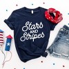 Simply Sage Market Women's Stars and Stripes Slanted Cursive Puff Print Short Sleeve Graphic Tee - 3 of 4