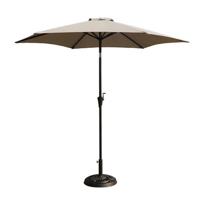 8.8 feet Outdoor Aluminum Patio Umbrella Market Umbrella with 33 pounds Round Resin Umbrella Base