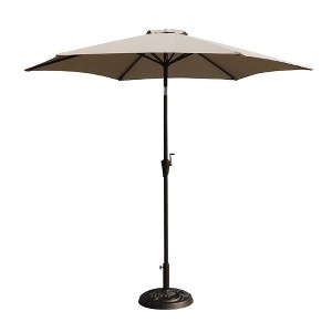 8.8 feet Outdoor Aluminum Patio Umbrella Market Umbrella with 33 pounds Round Resin Umbrella Base - 1 of 4