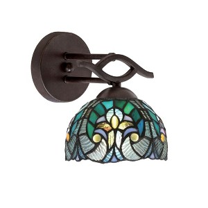 Toltec Lighting Revo 1 - Light Sconce in  Dark Granite with 7" Turquoise Cypress Art Glass Shade - 1 of 1