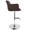 30" Faux Leather Contemporary Swivel Adjustable Barstool with Padded High Back and Built-In Footrest, Set of 2 - 2 of 4