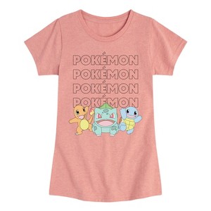 Girls' - Pokémon - Charmander Bulbasaur Charmander Pastel Starters Fitted Short Sleeve Graphic T-Shirt - 1 of 4