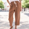 Amaryllis Women's Cropped Drawstring Pants Relaxed Fit High-Waisted Casual Lightweight - 4 of 4
