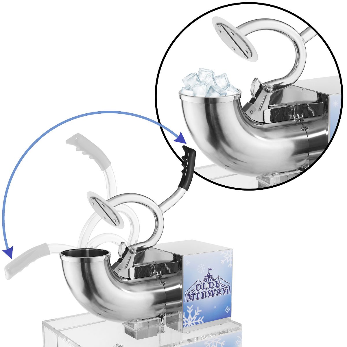 Olde Midway Snow Cone Machine, Commercial Countertop Shaved Ice Maker - thumbnail 2