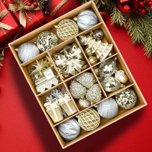 82pcs Christmas Balls Ornaments Set, Delightful Classic Gift Set, Shatterproof Plastic Decor for Xmas Tree Holiday Wedding Party - 1 of 4