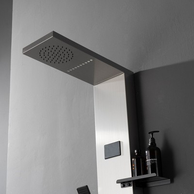 Stainless Steel 2-Jet Rainfall Shower Panel System with Shelf