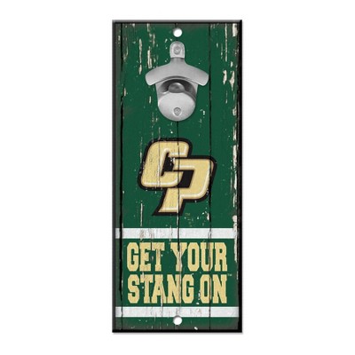 NCAA Cal Poly Mustangs 11"x5" Bottle Opener Wood Sign