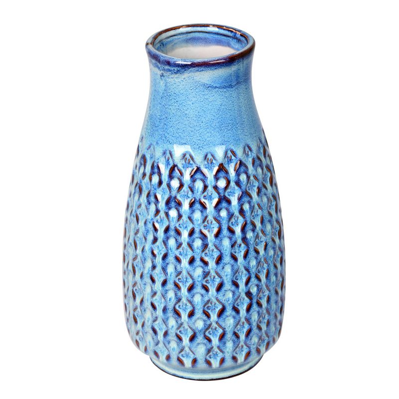 Vickerman 11" Powder Blue Mini Texture Ceramic Pot. Let this pot stand on its own or pair with a faux floral for a finished look. It measures 11, 1 of 2