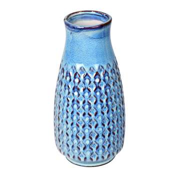 Vickerman 11" Powder Blue Mini Texture Ceramic Pot. Let this pot stand on its own or pair with a faux floral for a finished look. It measures 11
