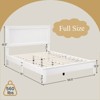 Infans Full Size Bed Frame Platform Slat High Headboard Bedroom Rubber Wood Leg White - 2 of 4