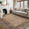 Vintage Bordered Washable Area Rug - Non-Slip Non-Shedding Stain Resistant Carpet, Soft Distressed Print Mat for Living Room, Nursery, Bedroom Office - 4 of 4