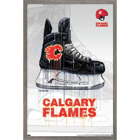  Trends International NHL Calgary Flames - Retro Logo 13 Wall  Poster, 22.375 x 34, Unframed Version: Posters & Prints