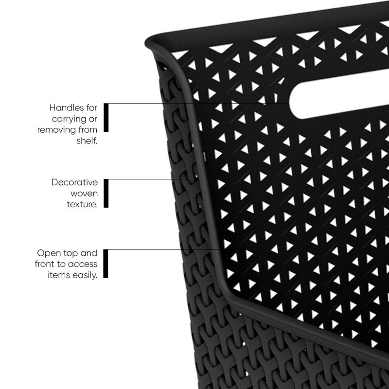 Y-Weave Narrow Easy Access Decorative Storage Basket Black - Brightroom&#8482;, 5 of 7