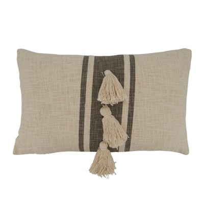 Saro Lifestyle Striped Tassel  Decorative Pillow Cover