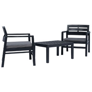 vidaXL 3 Piece Patio Lounge Set Plastic Anthracite - 1 of 4